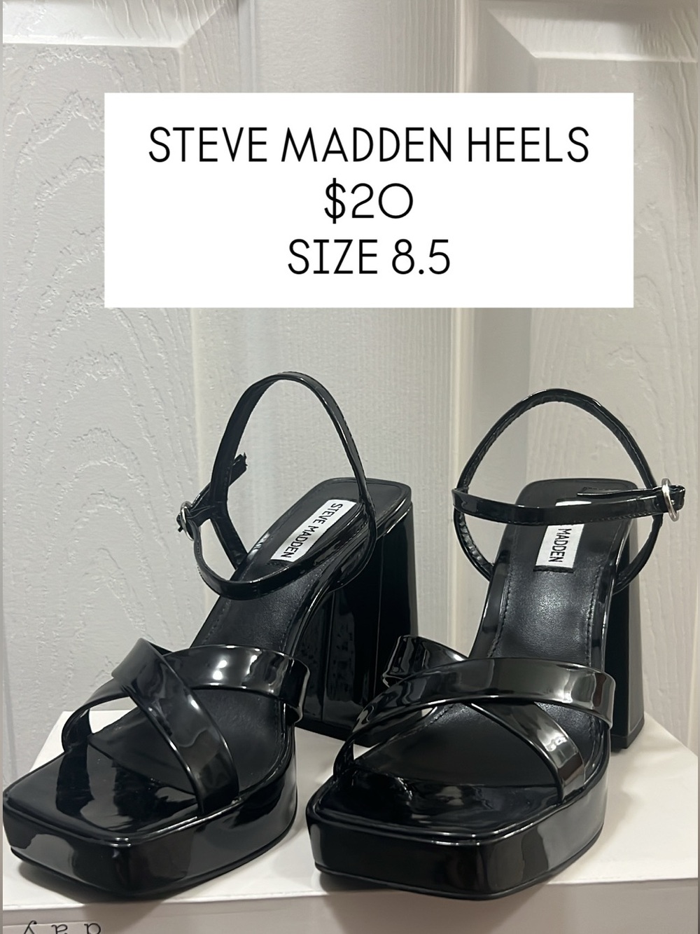 Steve Madden Black Patent Platform Heels